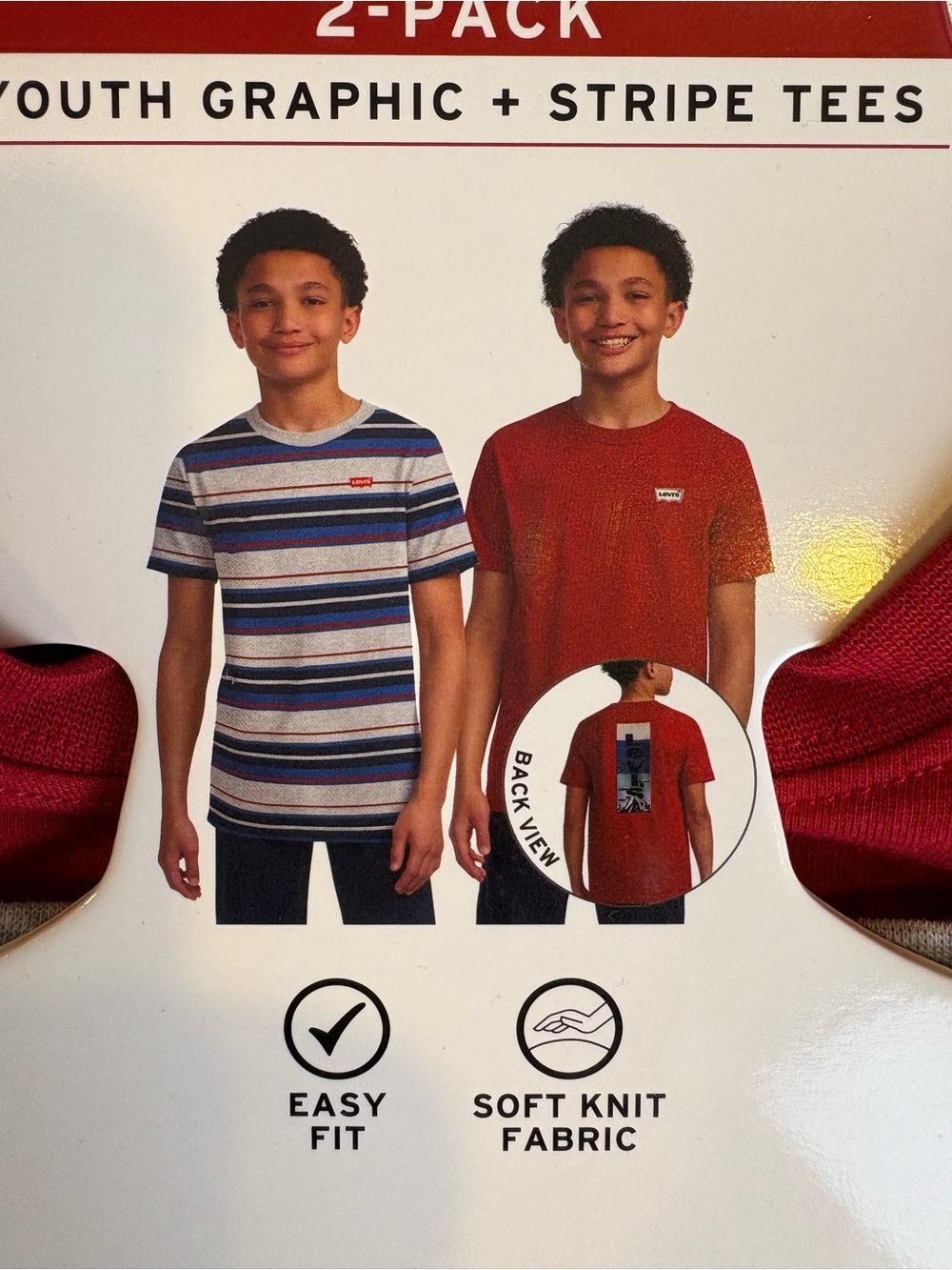 Levi's Kids 2-Pack Short Sleeve Tees - Red & Blue Stripe